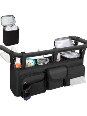 Double Stroller Organizer with Cooler Bag | Baby Stroller Accessories, Parent